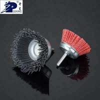 Abrasive wire wheel cup brush with shank